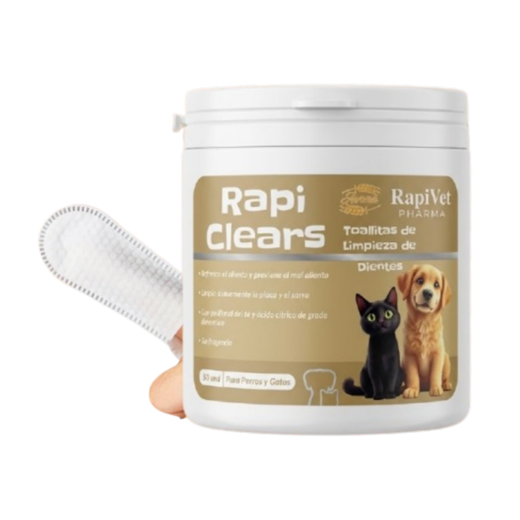 RapiClears Dedal para Dientes con avena, toallitas de limpieza dental para perros y gatos